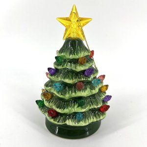 Mr. Christmas Nostalgic Green Light up Ceramic Christmas Tree Ornament 4"
